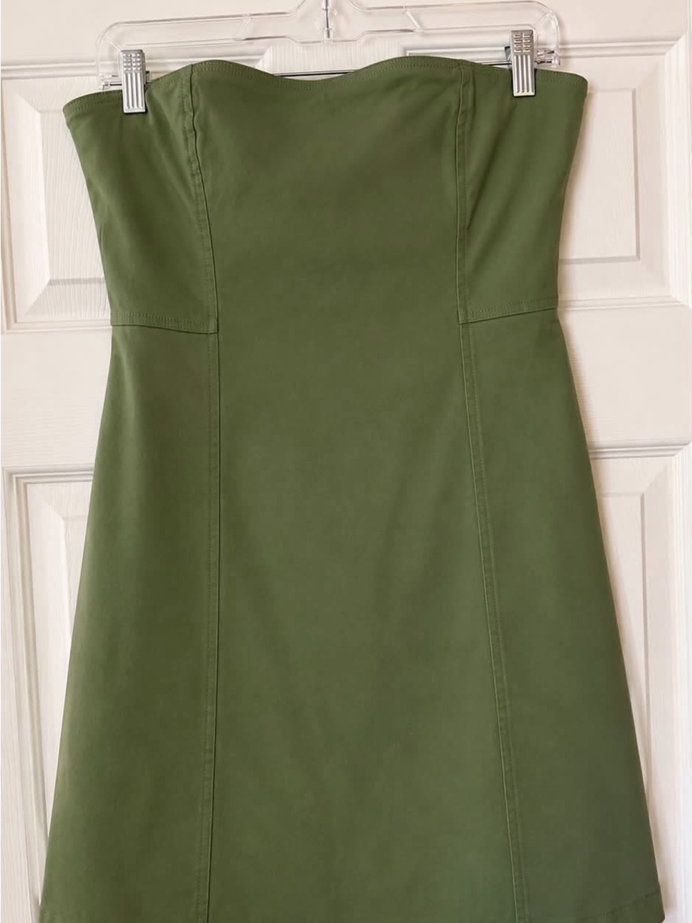 Maeve by Anthropologie-Strapless Olive Green A-Line Dress